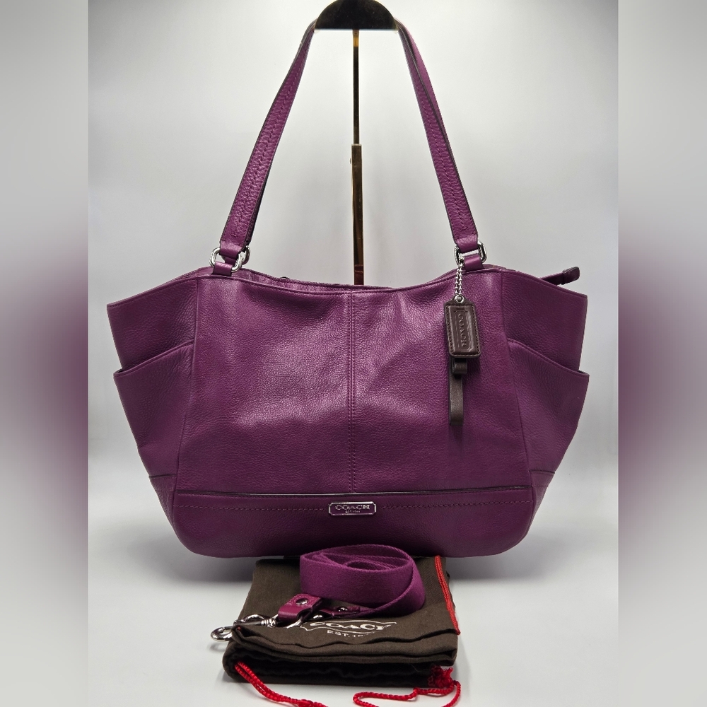COACH Park carrie Purple Pebbled Leather TOTE Shoulder Handbag (K1321-F23284)